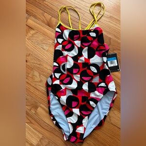 Nike Women's One-Piece Swimsuit - Black, White, Red & Pink